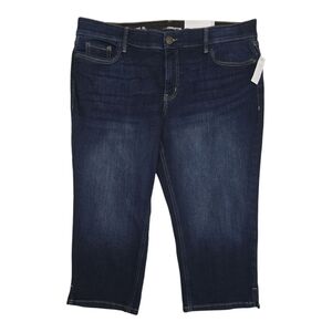 NWT Liz Claiborne Women's Cropped Jeans 18P Slimming Dark Armour Blue Denim